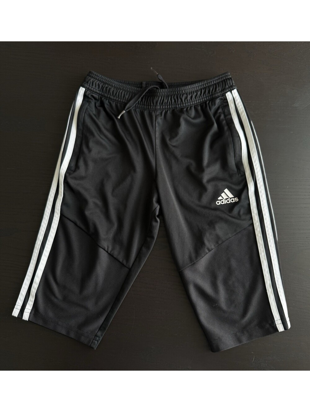 Adidas Youth Tiro 3/4 Training Pants Soccer Capris Black White 3-Stripe Sz Small